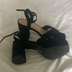 black chunky high heels